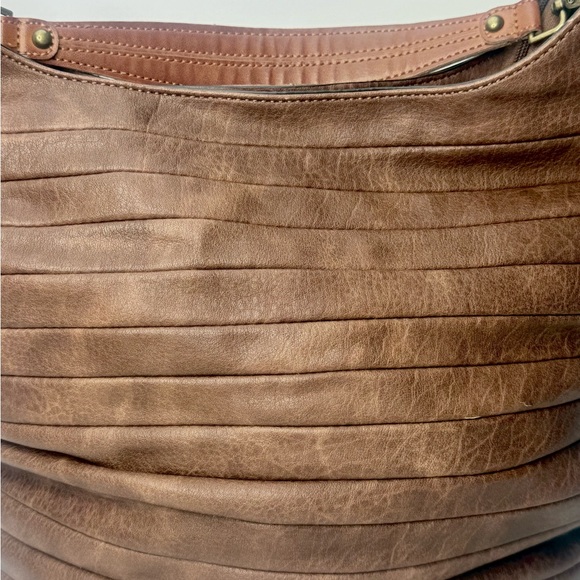 Chillx Brown Faux Leather Hobo Bag | Large Slouch Shoulder Purse Boho Style - Picture 3 of 8